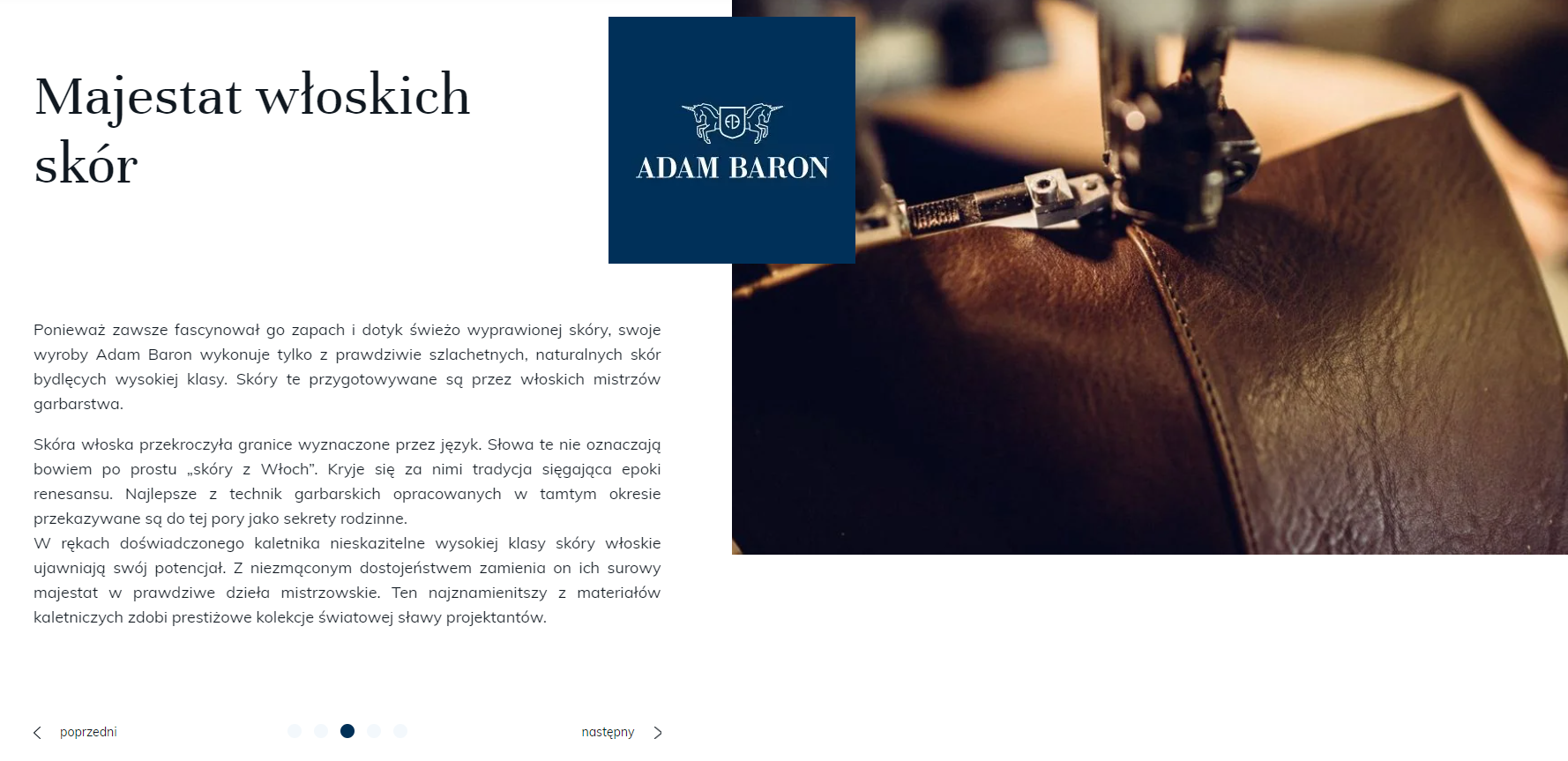Element strony gł&oacute;wnej marki ADAM BARON (adam-baron.pl)