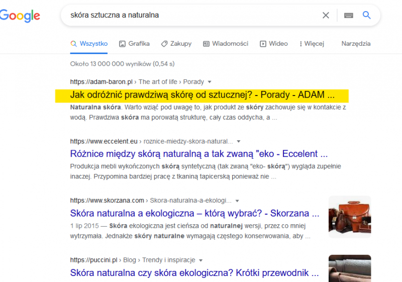 Pozycja nr 1 w Google