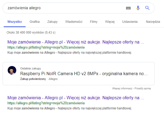 Personalizacja w oparciu o inne usługi Google