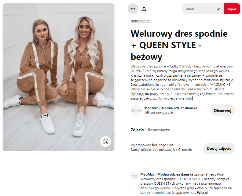 pinterest magmac pin produktowy