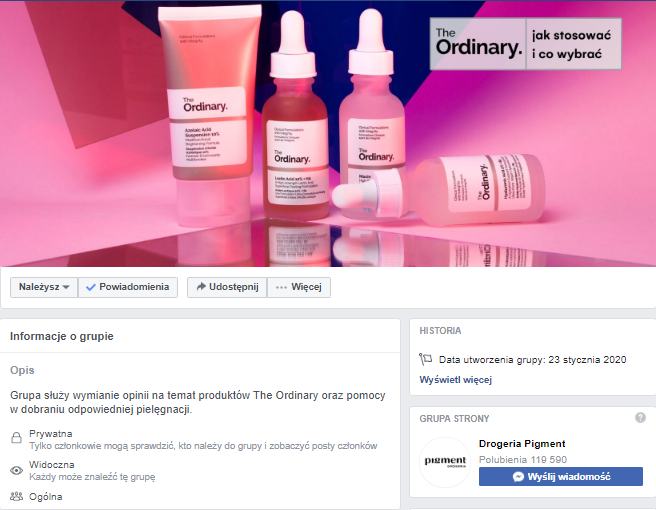 drogeria pigment grupa na facebooku the ordinary