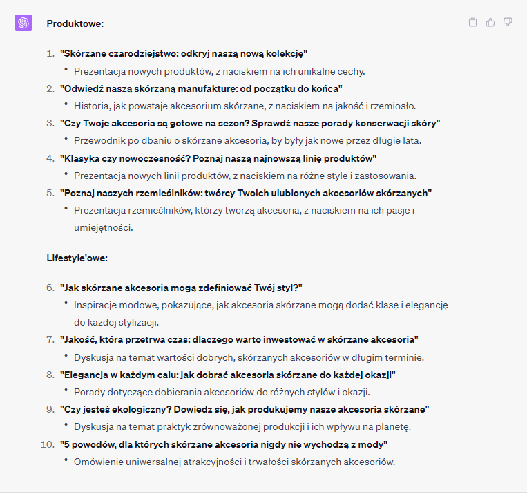 tematy mailingów wygenerowane przez Chat GPT