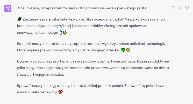 korekta copy postów na platformę Facebook stworzona przez Chat GPT