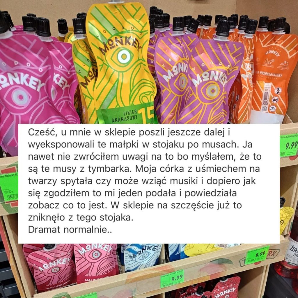 Voodoo Monkey alkohol na stojaku z musami owocowymi