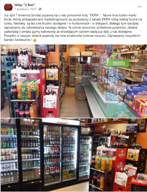 Lody Ekipa w sklepie u Basi