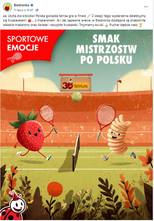 Post RTM Biedronki na temat makaronu z truskawkami