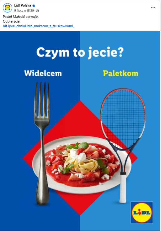 Post RTM Lidl Polska na temat makaronu z truskawkami
