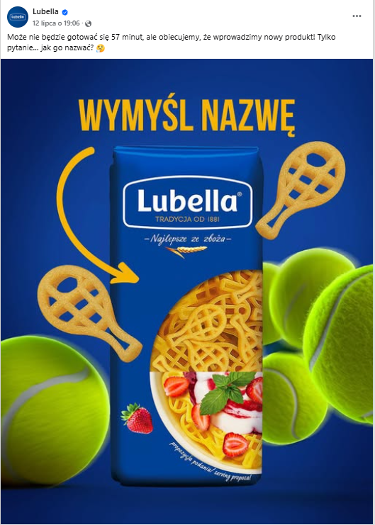 Nowy produkt marki Lubella - makaron w kształcie rakiety tenisowej
