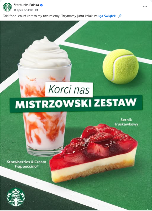 Post RTM Starbucks Polska na temat finału Wimbledonu